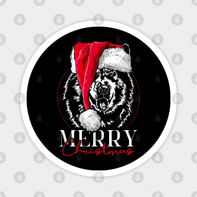 Funny Santa Alaskan Malamute Merry Christmas dog mom Magnet by wilsigns